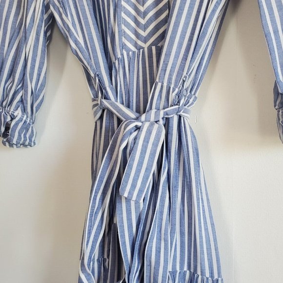 XS Blue Striped Bohemian Nautical Monteau Los Angeles Dress - Picture 5 of 7